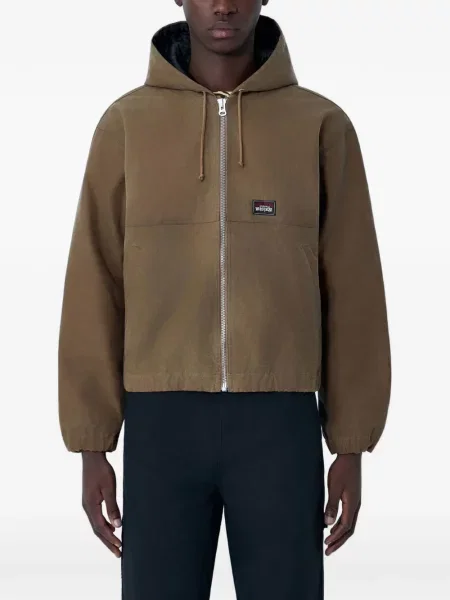 Яке с качулка Stüssy с качулка с апликация кафяво