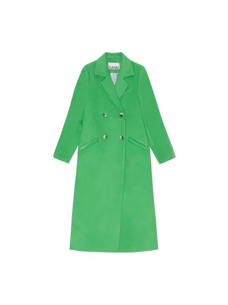 Płaszcz Ganni wełniany zielony