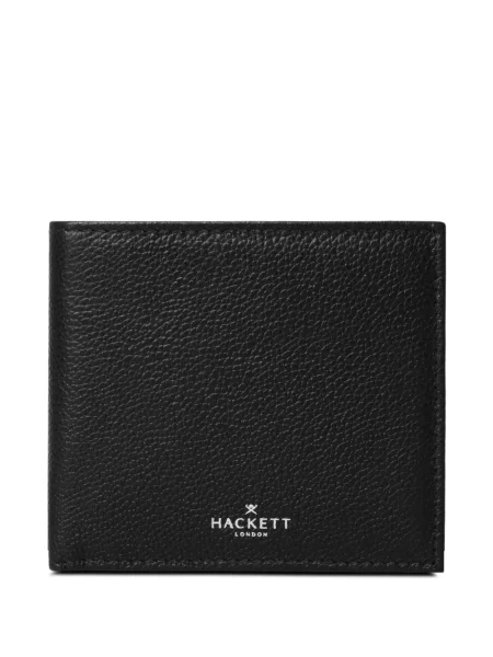 Portofel Hackett London din piele cu autograf negru