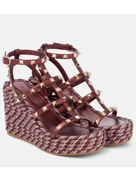 Kožené espadrilky Valentino Garavani vínové