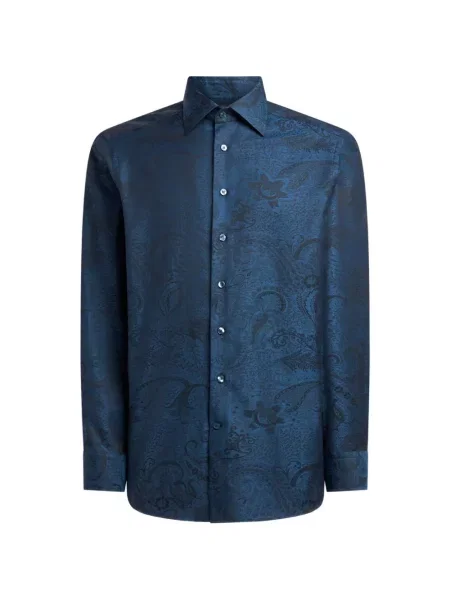 Πουκάμισο Etro paisley ζακάρ μπλε