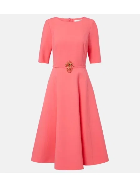 Cu centură rochie midi Oscar De La Renta de lână roz