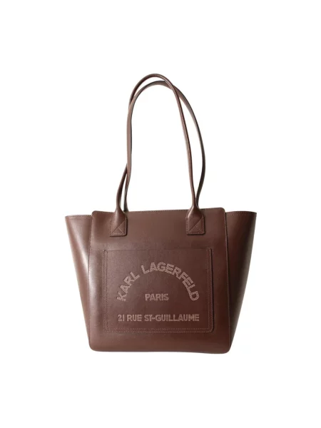 Karl Lagerfeld torebka shopper skórzana brązowa