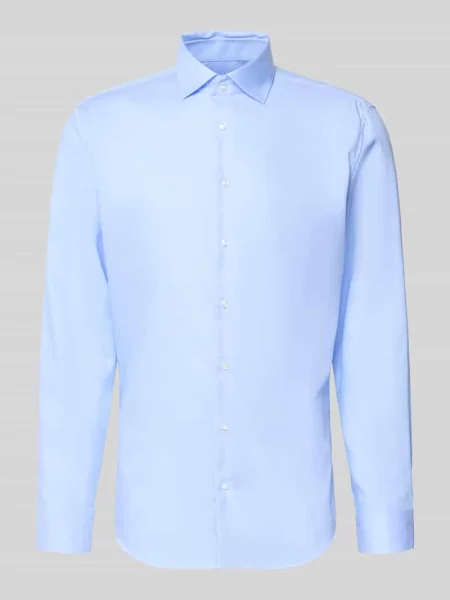 Koszula o kroju slim fit Biznes z kołnierzykiem typu kent z delikatnego diagonalu twill Seidensticker błękitna