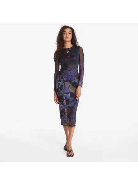 Φόρεμα Desigual Leafs Lacroix Dress Blue S μπλε