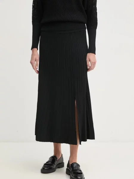 Пола Dkny среднодълга разкроена черно