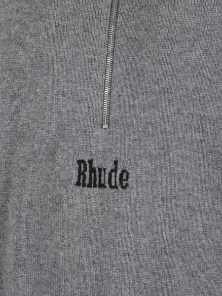 Pulover Rhude din cașmir cu autograf gri
