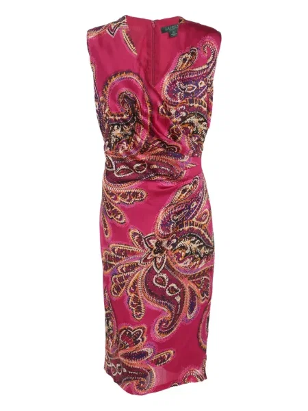 Копринена блуза Polo Ralph Lauren бродирана на райета розово