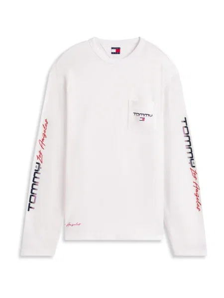 Tommy Jeans tričko s dlhým rukávom pánske béžová
