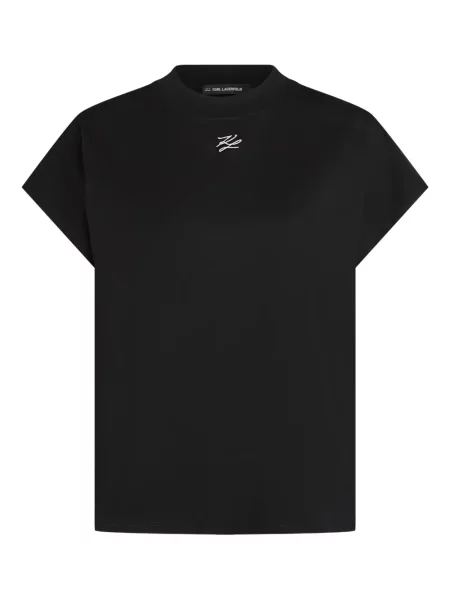 Krátké tričko Karl Lagerfeld s výšivkou černé
