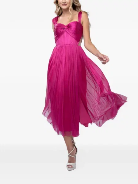 Rochie midi Monarh de mătase roz