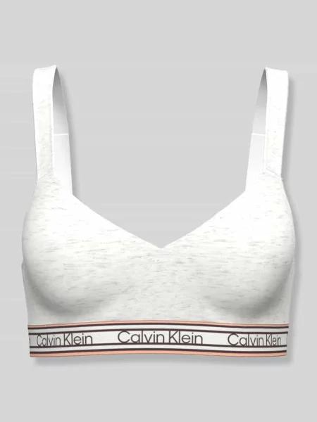 Biustonosz typu bralette z mieszanka bawełny z pasek z logo Calvin Klein Underwear biała