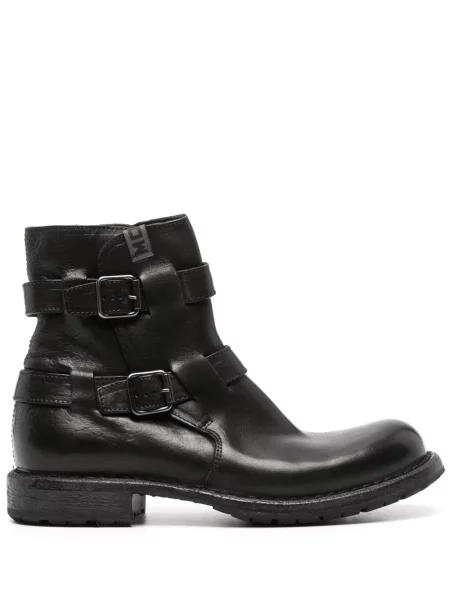 Botine Moma din piele cu cataramă negru