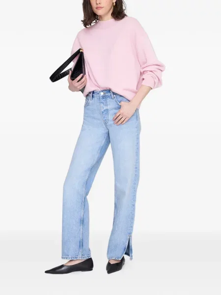 Pulover Anine Bing cu decolteu rotund roz