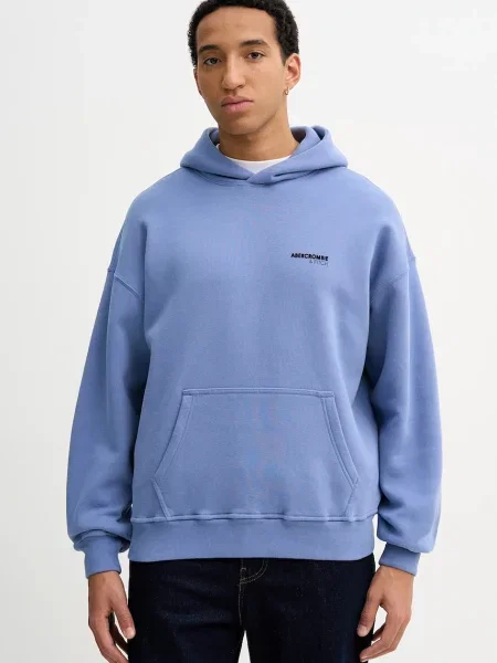 Pulover Abercrombie & Fitch s kapuco modra