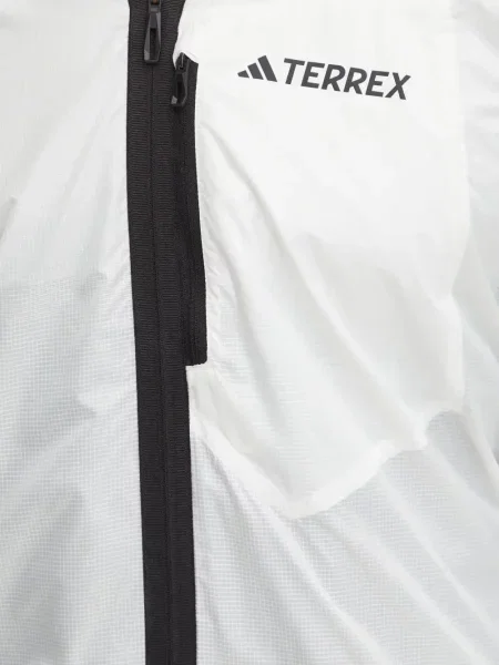 Пухен елец Adidas на райета с качулка бяло