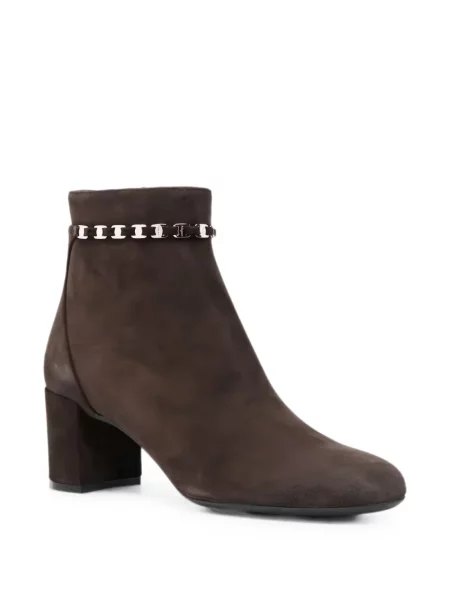 Cizme scurte Ferragamo din piele de căprioară maro