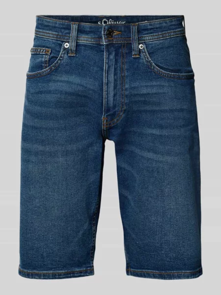 Jeansowe bermudy o kroju regular fit z mieszanki bawełny S.oliver Red Label granatowe