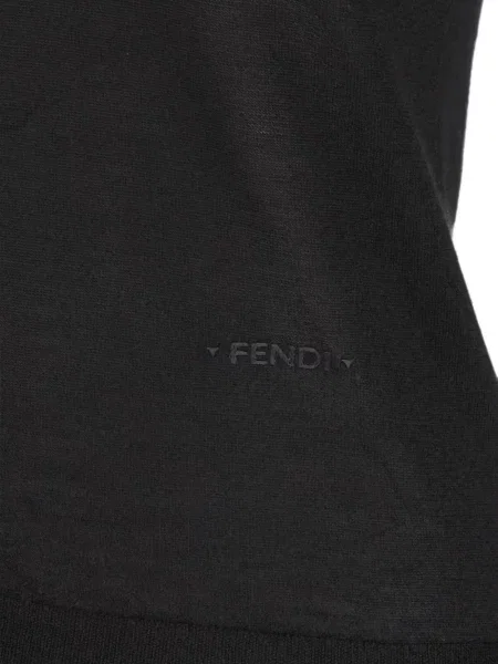 Кашмирен пуловер Fendi с V-образно деколте черно