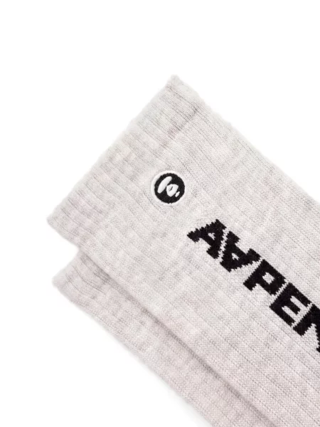Плетени чорапи Aape By *a Bathing Ape® с принт сиво