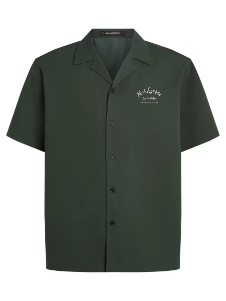 Karl Lagerfeld Cămașă verde închis alb