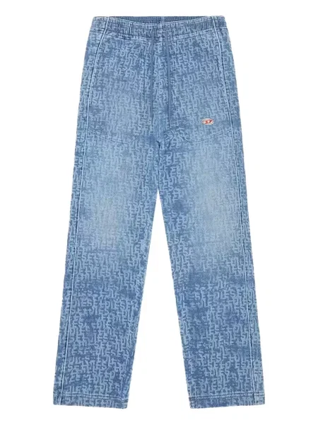 Pantaloni Diesel alergare cu autograf albastru