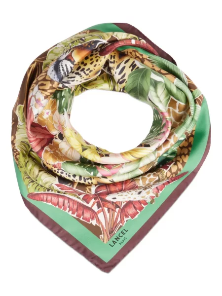 Fular Lancel de mătase cu imagine verde