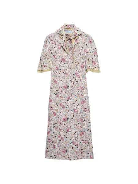 Rochie Prada cu model floral cu imagine de costum