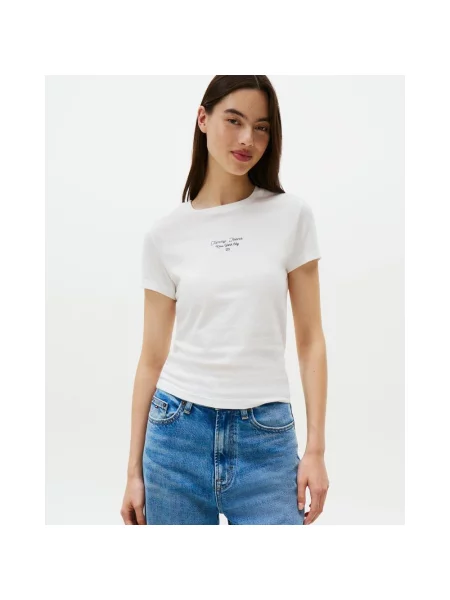 Koszulka Tommy Jeans Slim Essential Logo S biały