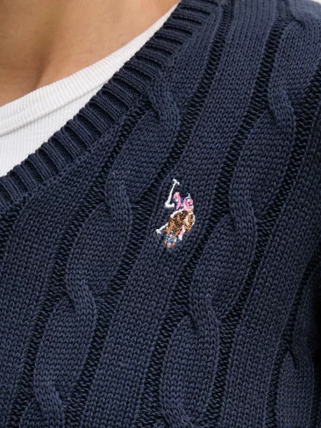 U.S. Polo Assn. pulóver női V-NECK CABLE