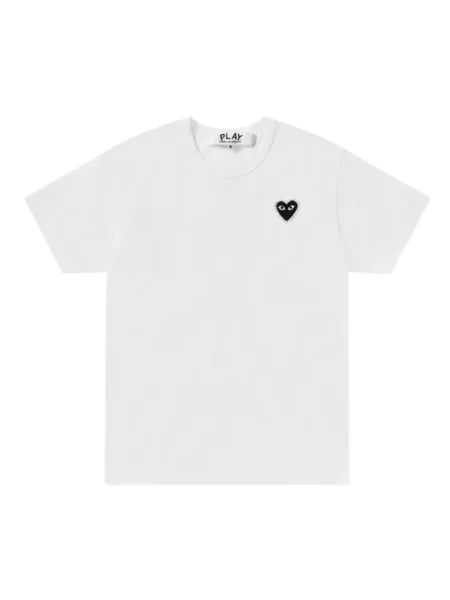 Tricou Comme Des Garcons Play cu broderie cu motiv cu inimi alb