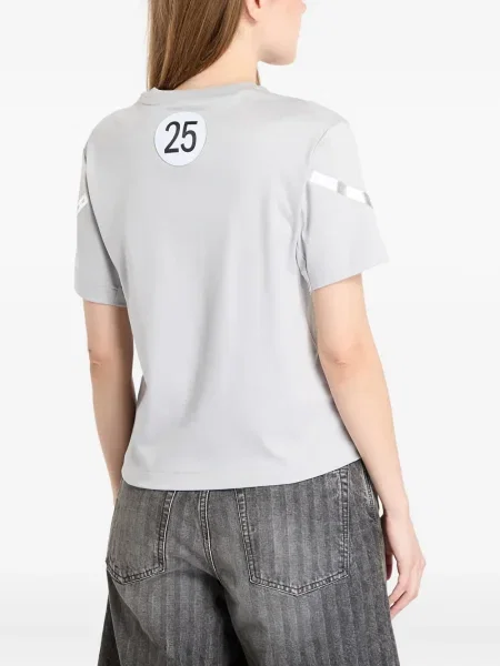 Футбол тениска с дълъг ръкав Adidas на райета мъниста бяло