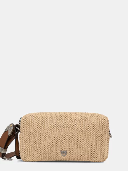 Pinko torebka crossbody pleciona beżowa
