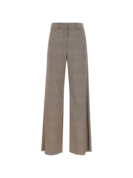Pantaloni Marella în carouri maro