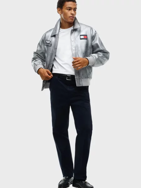 Кожаная куртка Tommy Hilfiger серая
