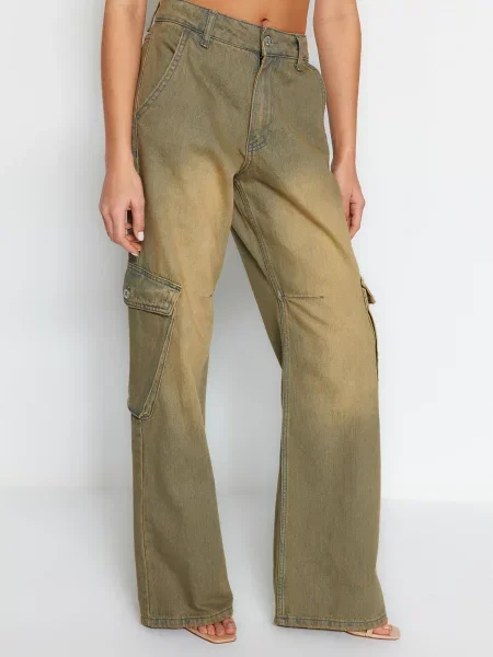 Trendyol Джинси кльош Сіро-бежевий бежеві