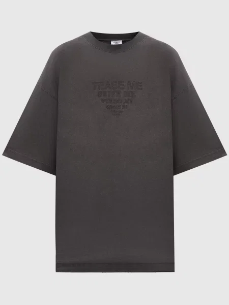 Футболка з вишивкою логотипа Vetements сіра