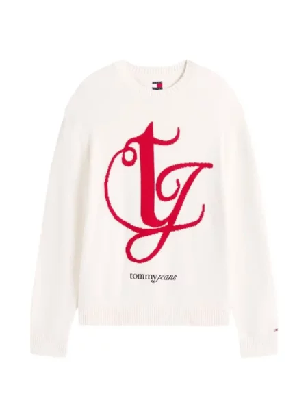 Pulover Tommy Jeans cu autograf