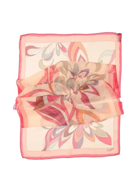 Fular Elizabetta de mătase cu model floral cu imagine roz