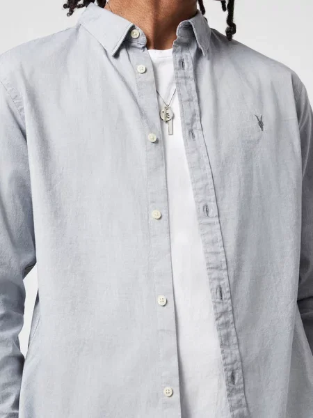 AllSaints koszula HAWTHORNE LS SHIRT slim z kołnierzykiem klasycznym szary