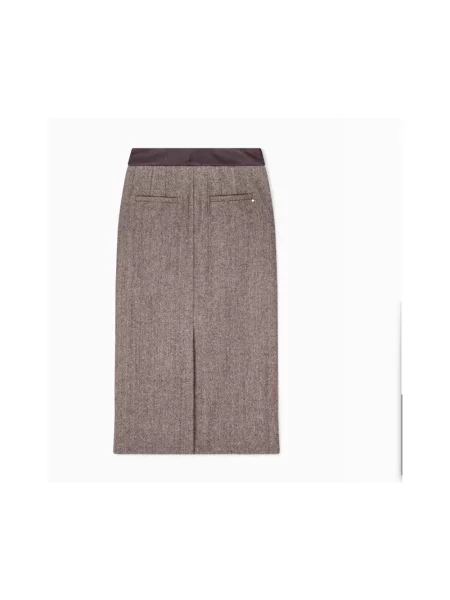 Spódnica ołówkowa Armani Exchange wełniana brązowa