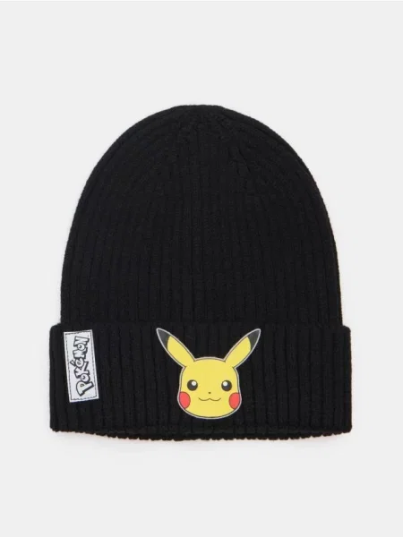 Sinsay Čepice z žebrovaného úpletu s nášivkou Pokémon černá