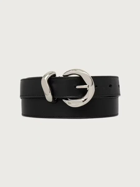 Emporio Armani curea pentru femei din piele negru