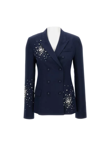 Haftowana marynarka Des Phemmes wełniana niebieska