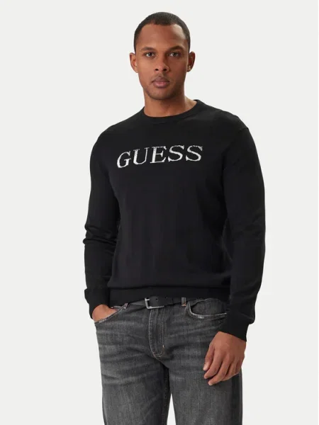 GUESS Pulover KANE / alb negru