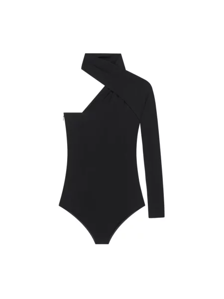 Koszulka Courreges drapowana na jednym ramieniu czarna