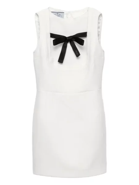 Rochie fără mâneci Prada cu funde fără mâneci de costum alb