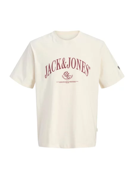 JACK & JONES Tricou JORFREDERIKSBERG roșu cireș / lână alb