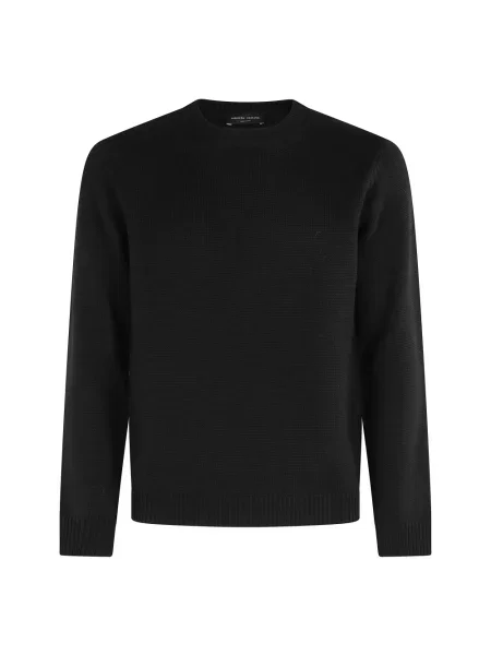 Sweter Roberto Collina z okrągłym dekoltem czarny