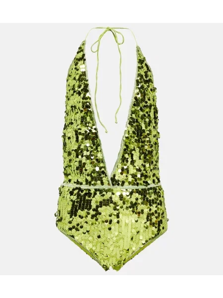 Strój kąpielowy Osã©ree z dekoltem halter zielony